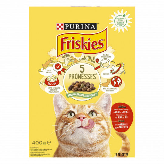 Friskies met rund, kip & groente - kattenkorrels - adult - 400 gram