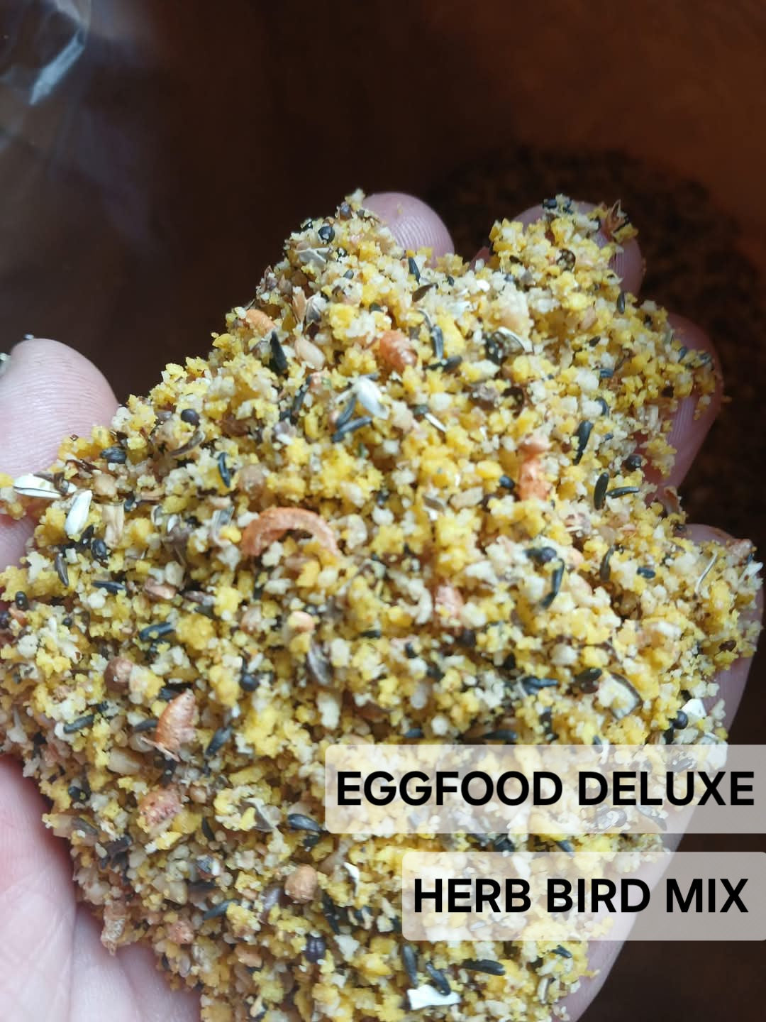 Eggfood Deluxe 1kg ( zelf ingepakt ) 21% Eiwitten ( + Paardenbloem, Biergist, Zijderupsen ... )