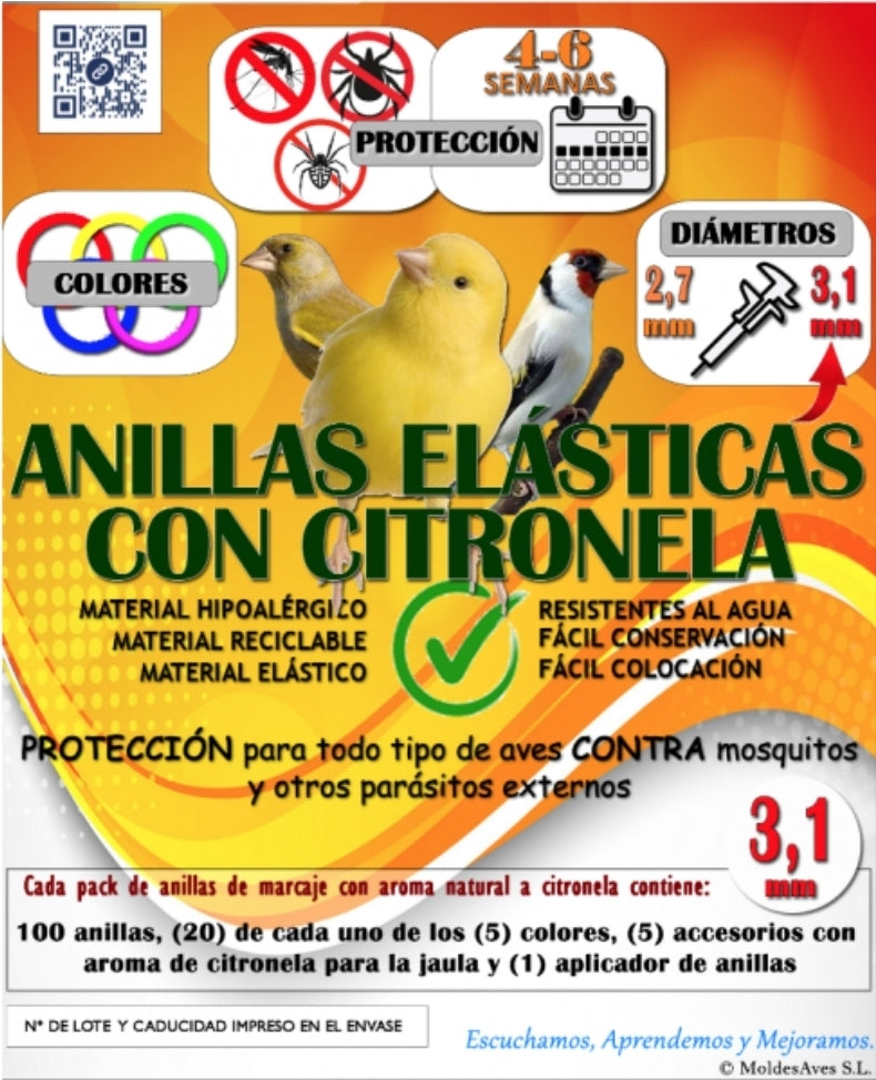 Citronella Elastische Ringen 3.1mm ( 100 Ringen + Pistool ) - Moldes Ave