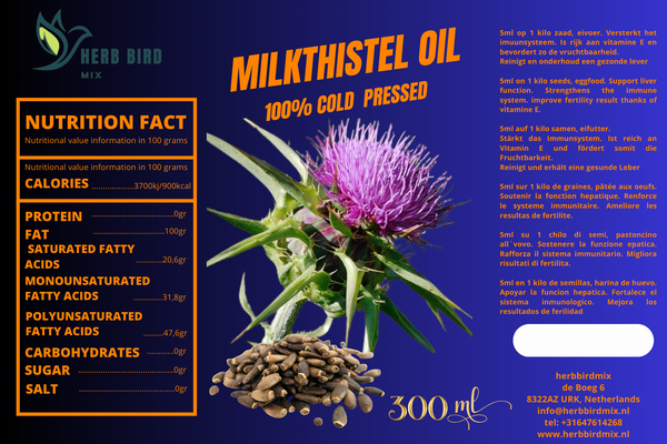 Mariadistelolie 300ml | 100% koud geperst | 100% biologisch