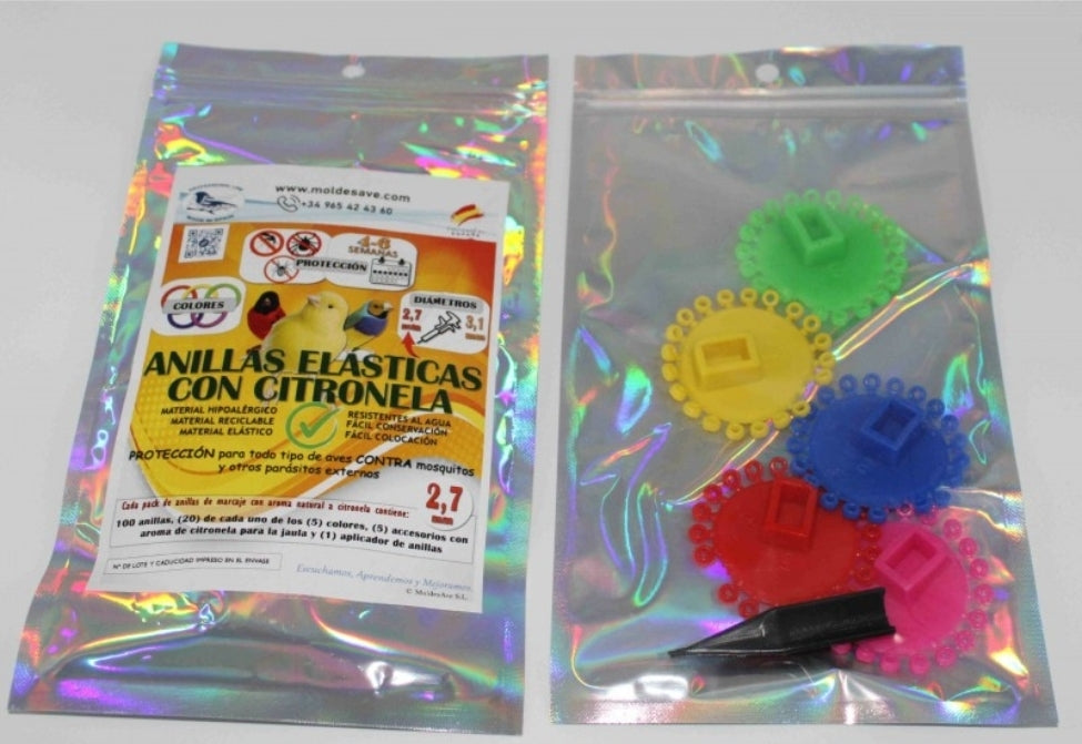 Citronella Elastische Ringen 3.1mm ( 100 Ringen + Pistool ) - Moldes Ave