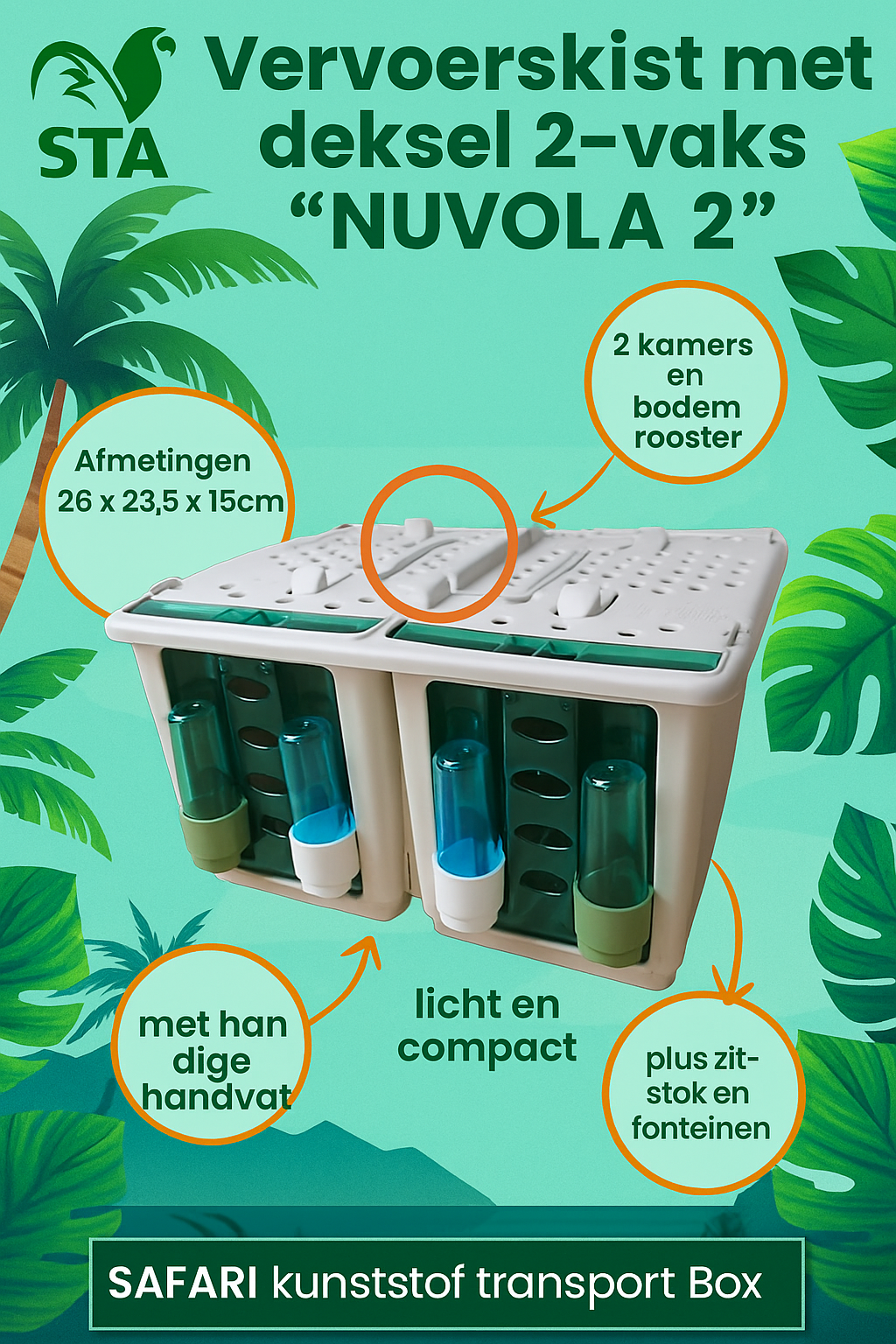 Vervoerskist met deksel 2-vaks "NUVOLA 2" (NZ85) sta