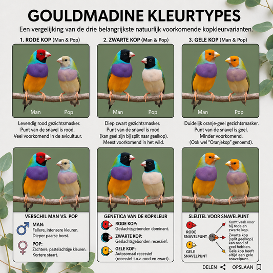 Gouldamadines verschillende kleur types