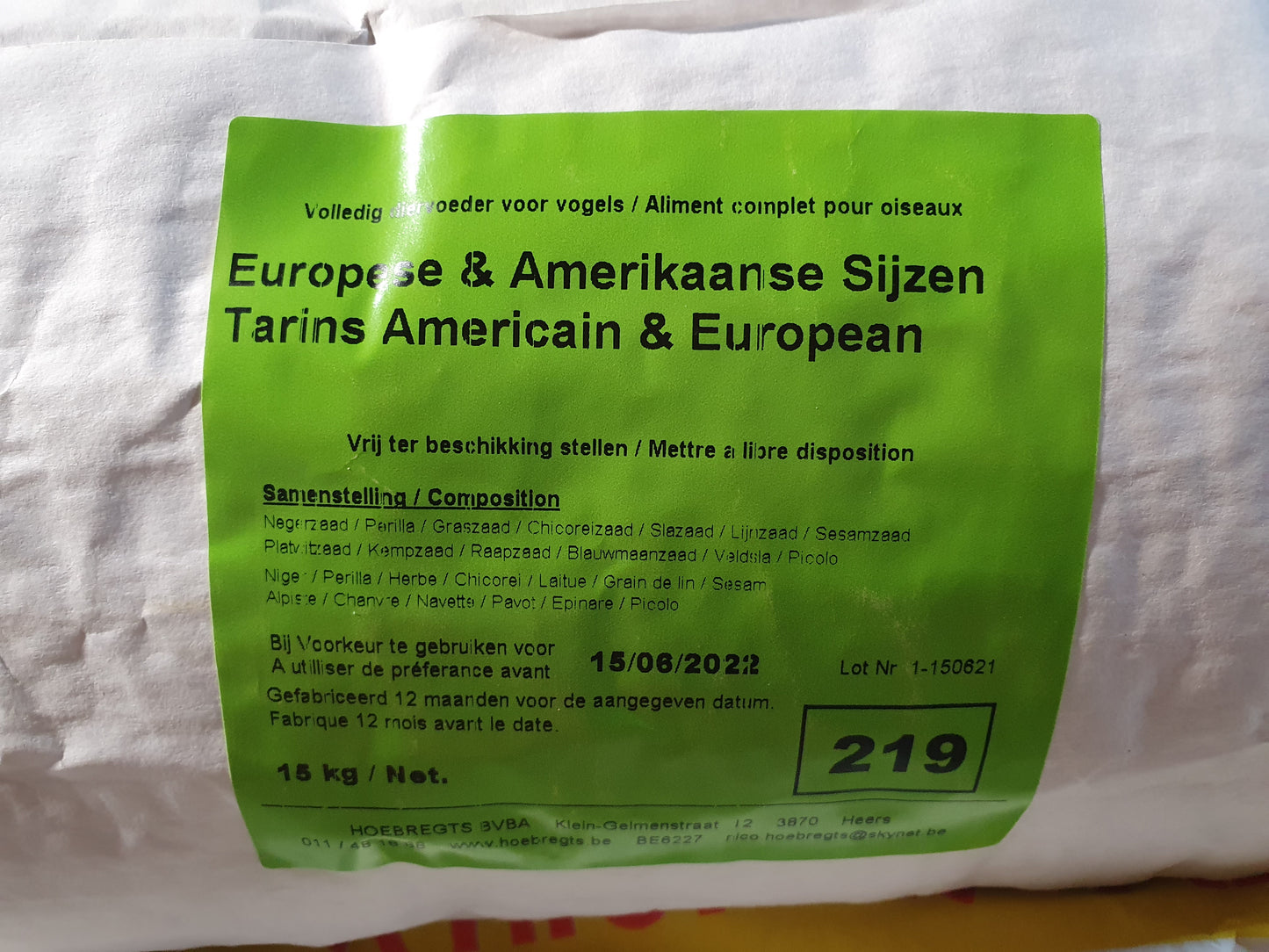 Europese en amerikaanse sijzen 15kg - hobbyfarm hoebregts