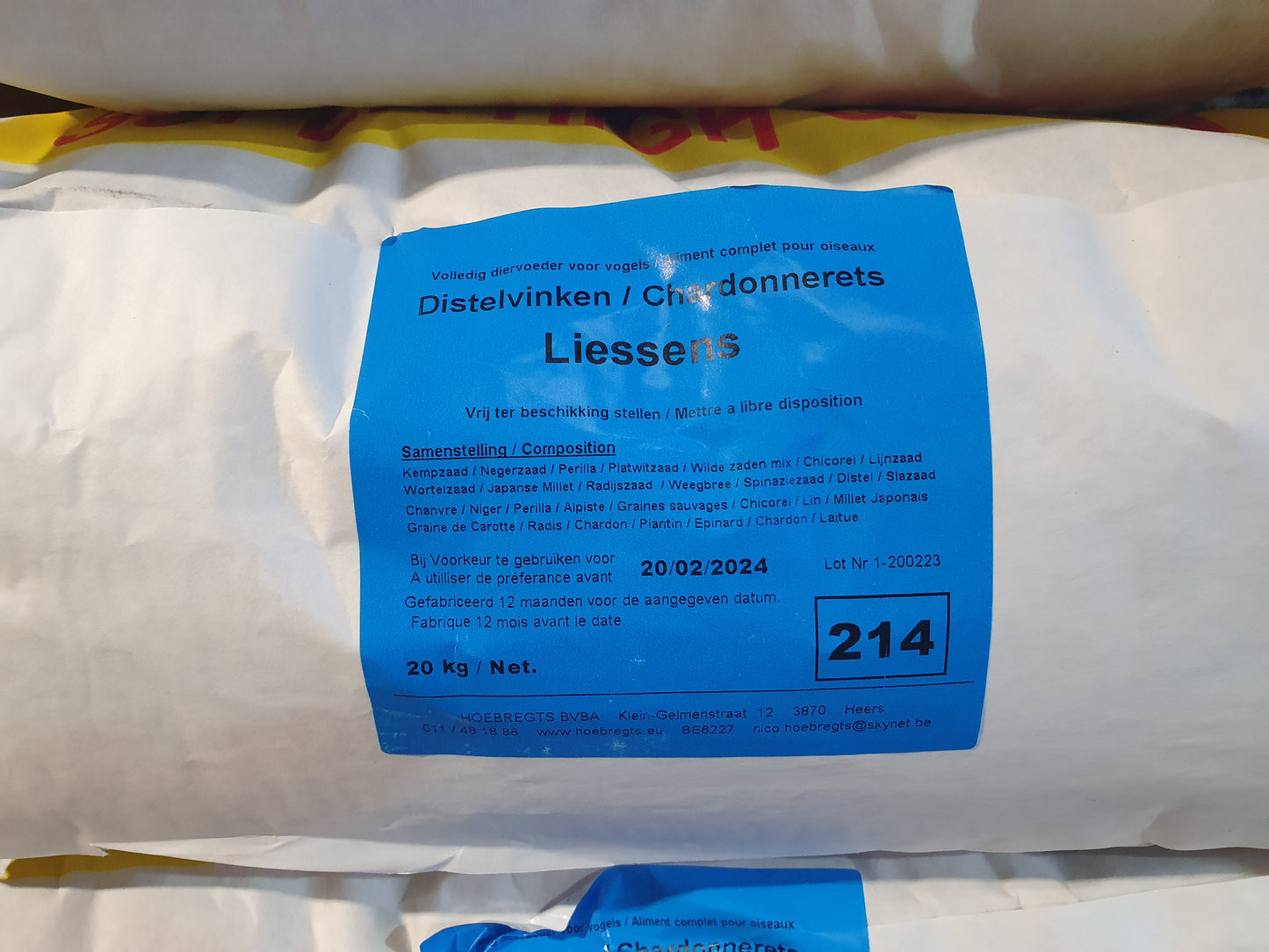 Liessens distelvinken 214, 1kg, hobbyfarm hoebregts