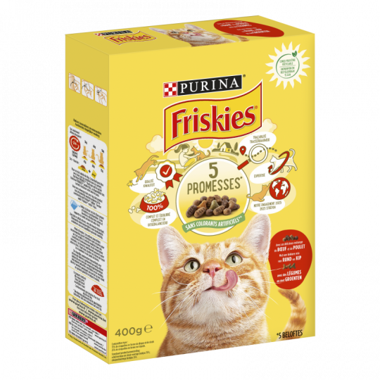 Friskies met rund, kip & groente - kattenkorrels - adult - 400 gram