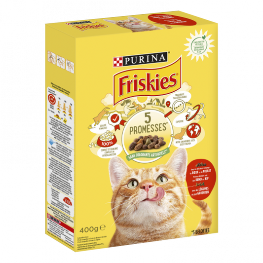 Friskies met rund, kip & groente - kattenkorrels - adult - 400 gram