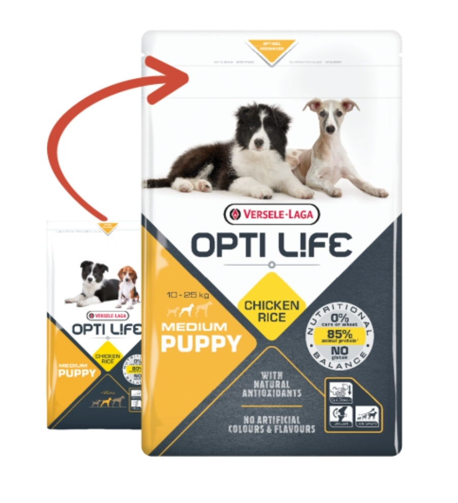 Puppy Medium - Middelgrote Rassen - Kip 12,5 Kg - Opti Life