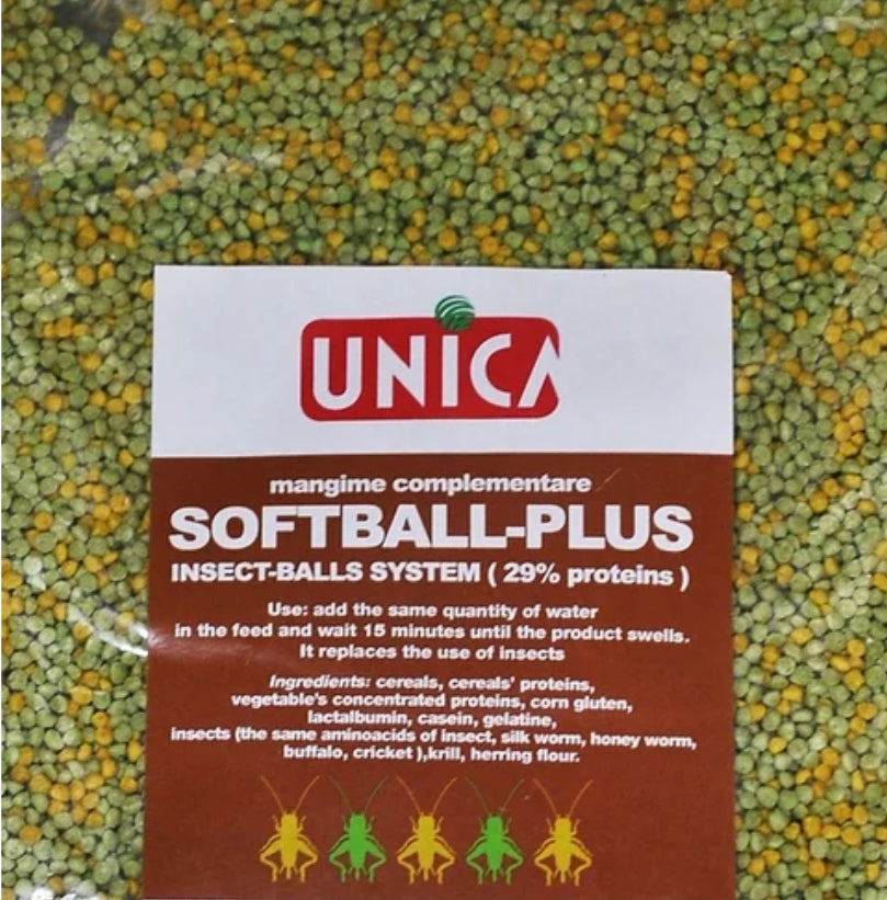 Softball plus 1kg ( alternatief voor diepvries insecten ) 29% Protéine