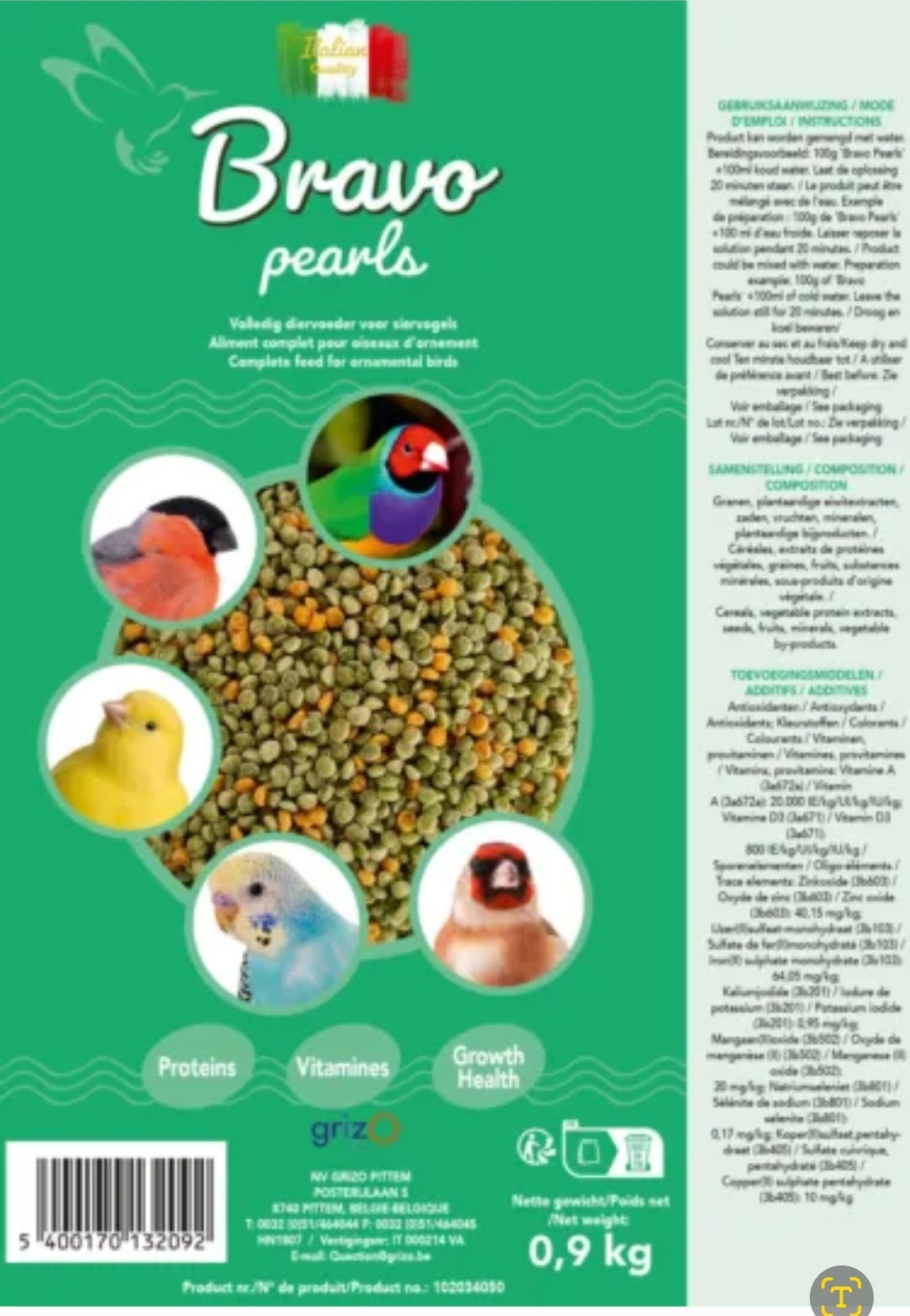 Bravo pearls green 5 kg - kiemzaad vervanger