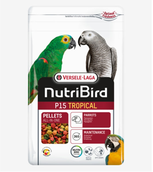NutriBird P15 Tropical Pellets 1kg - Complete Voeding - Papegaaien