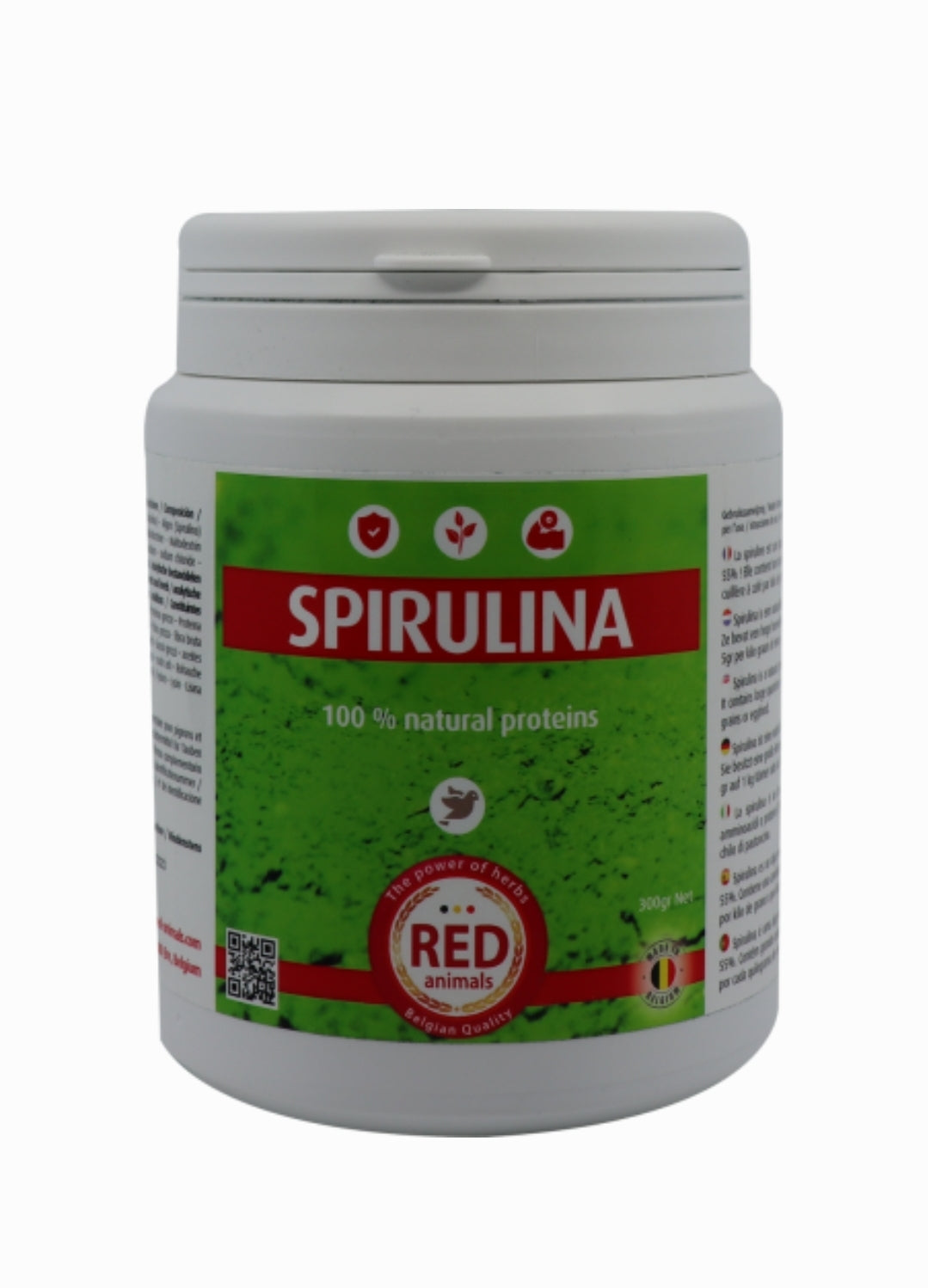 Spirulina ( bron van eiwitten en algen) 300 Gram, red animals