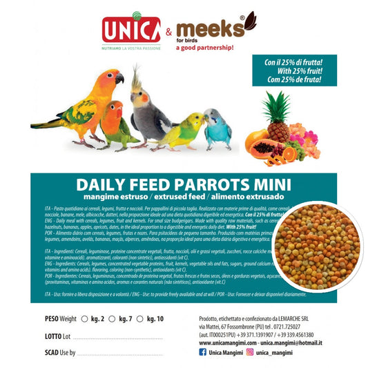 Daily Feed Parrots Mini ( fruit mix ) 4kg - Unica & Meeks