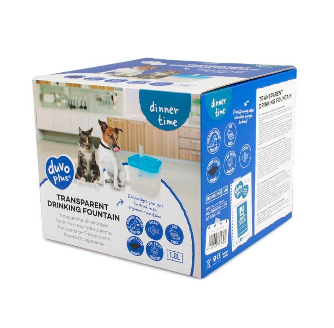Duvo+ Transparante Drinkfontein 1,8 Liter