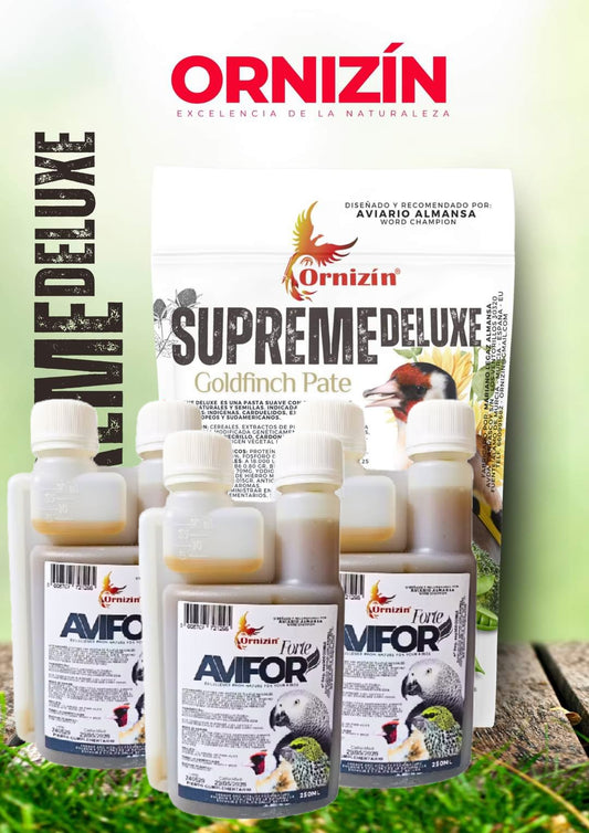 Supreme Deluxe 2kg - Distelvinken Groen Eivoer + Avifor Forte 250ml Ornizìn