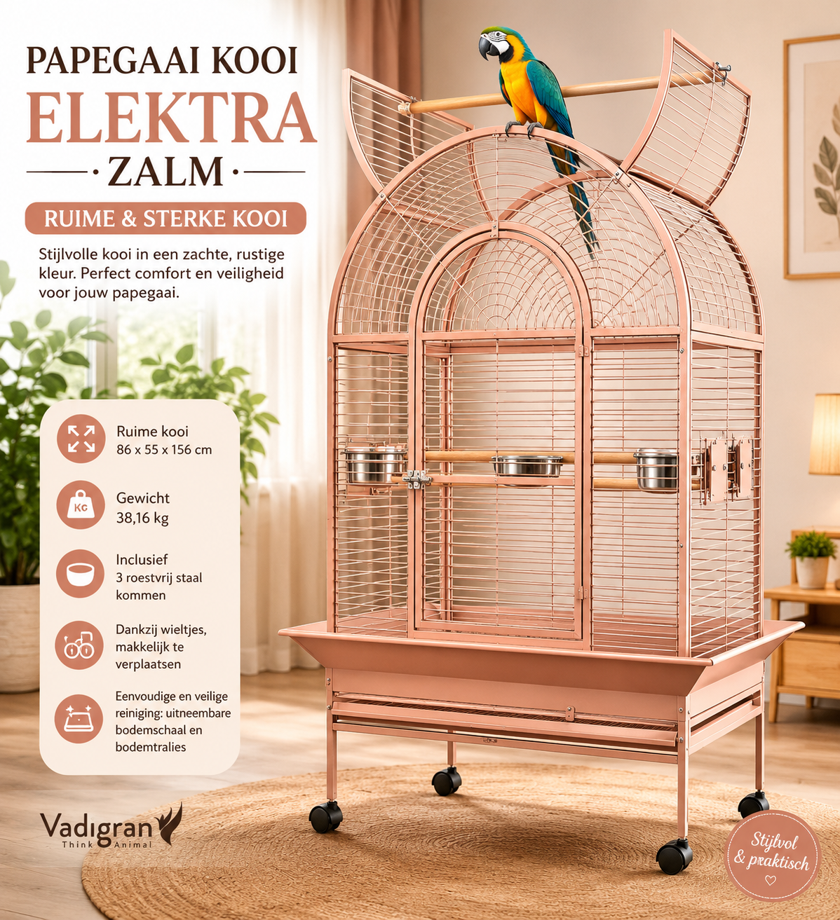 Papegaai Kooi Eletra Zalm, Vadigran